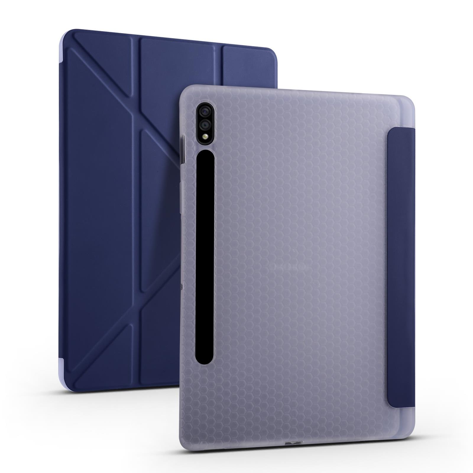 Samsung Galaxy Tab S8+ Plus 12.4'' uyumlu Kılıf Kalem Bölmeli Premium Smart Standlı Tablet Kılıfı Lacivert