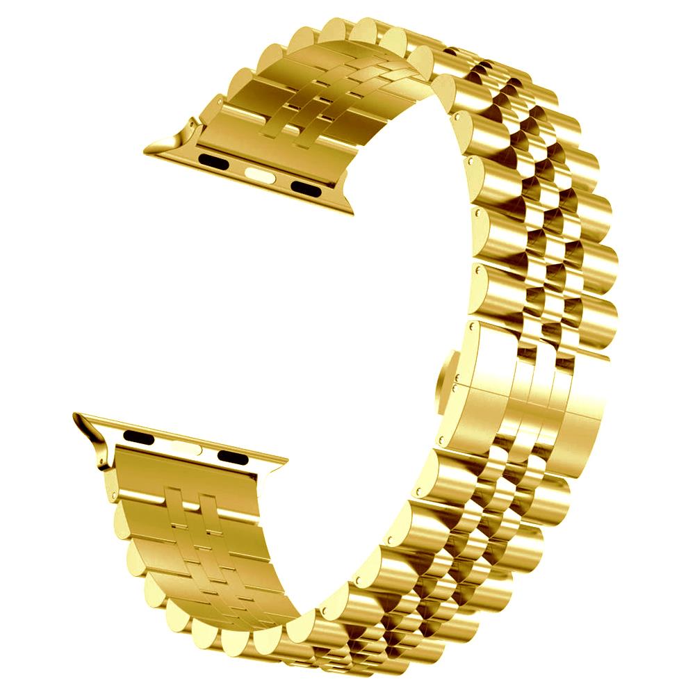 Apple Watch 7 6 SE 5 4 3 2 1 - 38 / 40 / 41 mm uyumlu Metal Kordon Rolex Style Kayış Jubilee Bilezik Gold