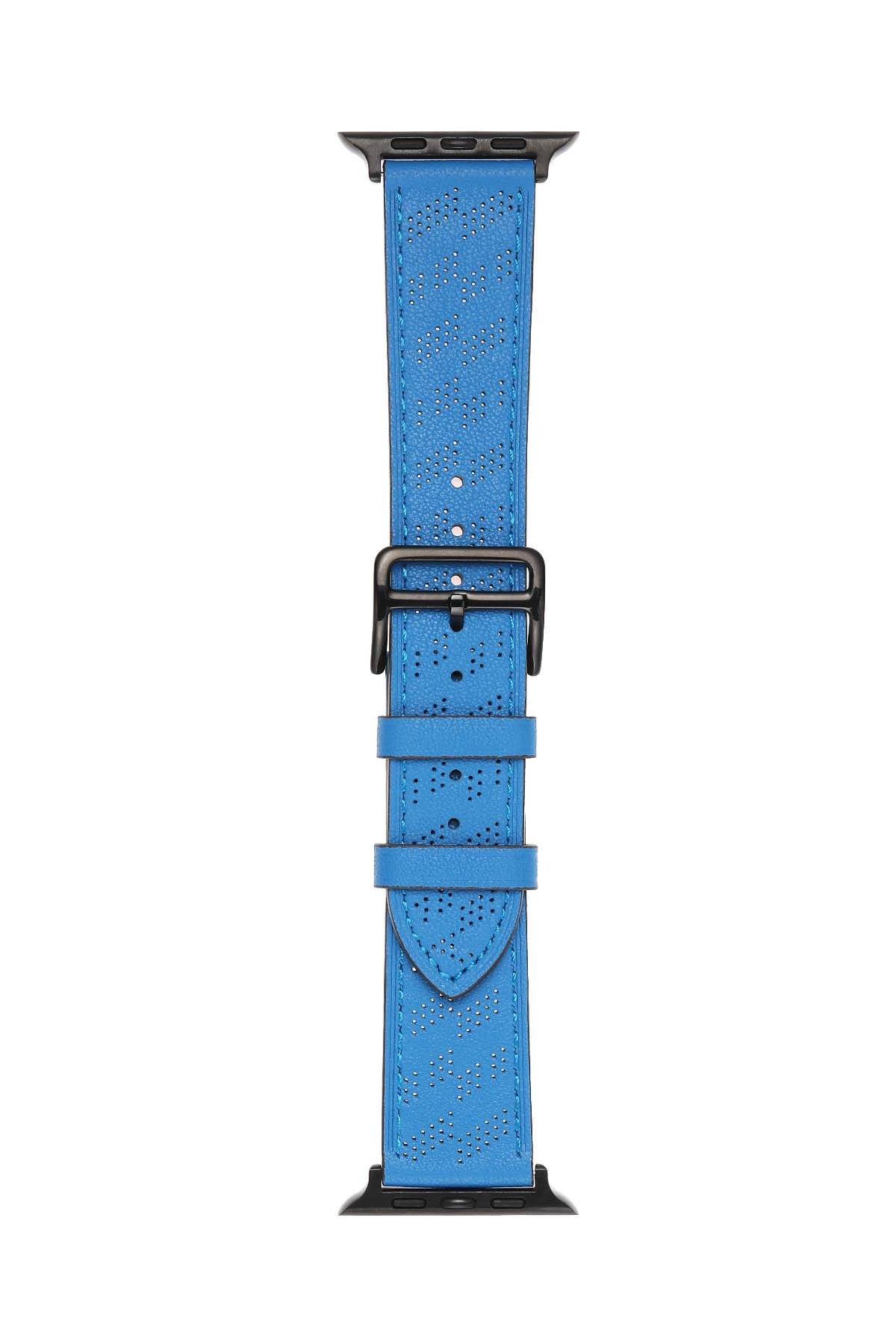 Apple Watch Ultra 49 mm uyumlu Suni Deri Kordon Kayış Watch Band / Strap Mavi