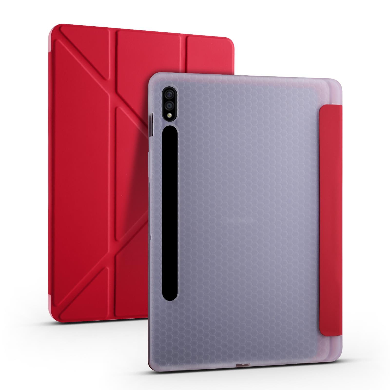 Samsung Galaxy Tab S8+ Plus 12.4'' uyumlu Kılıf Kalem Bölmeli Premium Smart Standlı Tablet Kılıfı Kırmızı