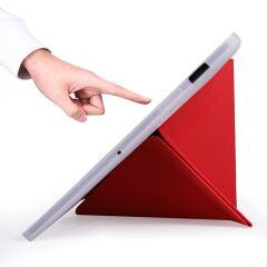 Samsung Galaxy Tab S8+ Plus 12.4'' uyumlu Kılıf Kalem Bölmeli Premium Smart Standlı Tablet Kılıfı Kırmızı