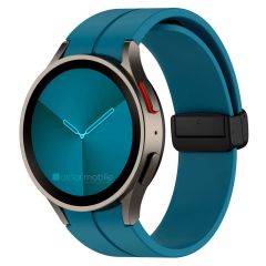 Samsung Galaxy Watch 4 Classic 42 46 mm Silikon Kordon Magnetik D Tokalı Spor Kayış Mıknatıslı Toka Turkuaz