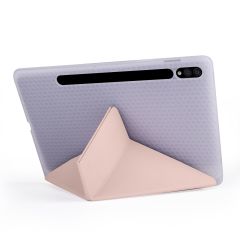 Samsung Galaxy Tab S8+ Plus 12.4'' uyumlu Kılıf Kalem Bölmeli Premium Smart Standlı Tablet Kılıfı Rose Gold