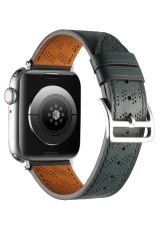 Apple Watch 8 45 mm uyumlu Suni Deri Kordon Kayış Watch Band / Strap Koyu Yeşil