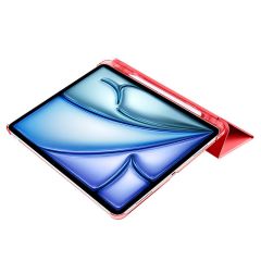 iPad Air 13 M2 2024 uyumlu Kapaklı Kılıf Kalem Bölmeli Standlı Flip Smart Akıllı Kapak Uyku Modlu Kırmızı