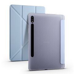 Samsung Galaxy Tab S8+ Plus 12.4'' uyumlu Kılıf Kalem Bölmeli Premium Smart Standlı Tablet Kılıfı Mavi