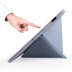 Samsung Galaxy Tab S8+ Plus 12.4'' uyumlu Kılıf Kalem Bölmeli Premium Smart Standlı Tablet Kılıfı Mavi