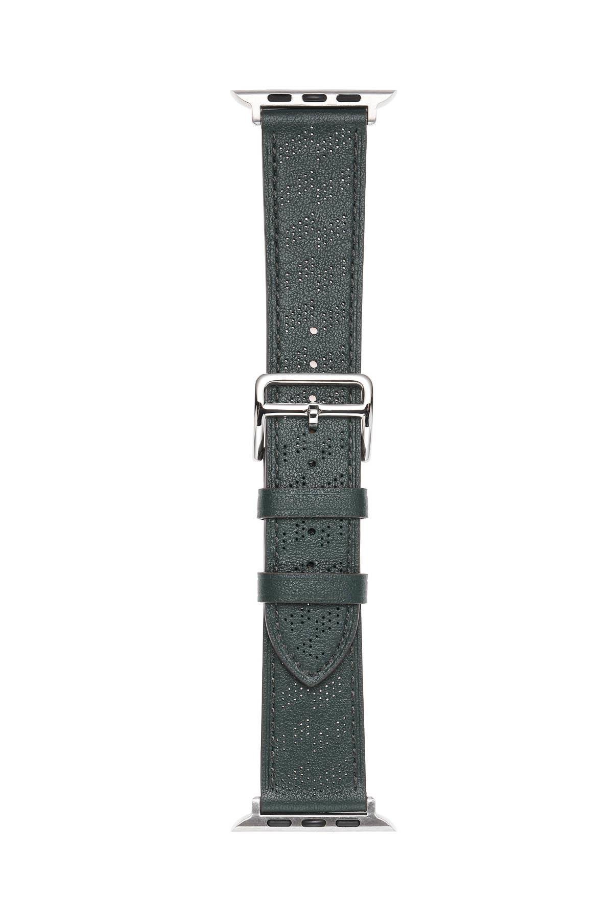 Apple Watch Ultra 49 mm uyumlu Suni Deri Kordon Kayış Watch Band / Strap Koyu Yeşil