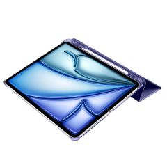 iPad Air 13 M2 2024 uyumlu Kapaklı Kılıf Kalem Bölmeli Standlı Flip Smart Akıllı Kapak Uyku Modlu Lacivert