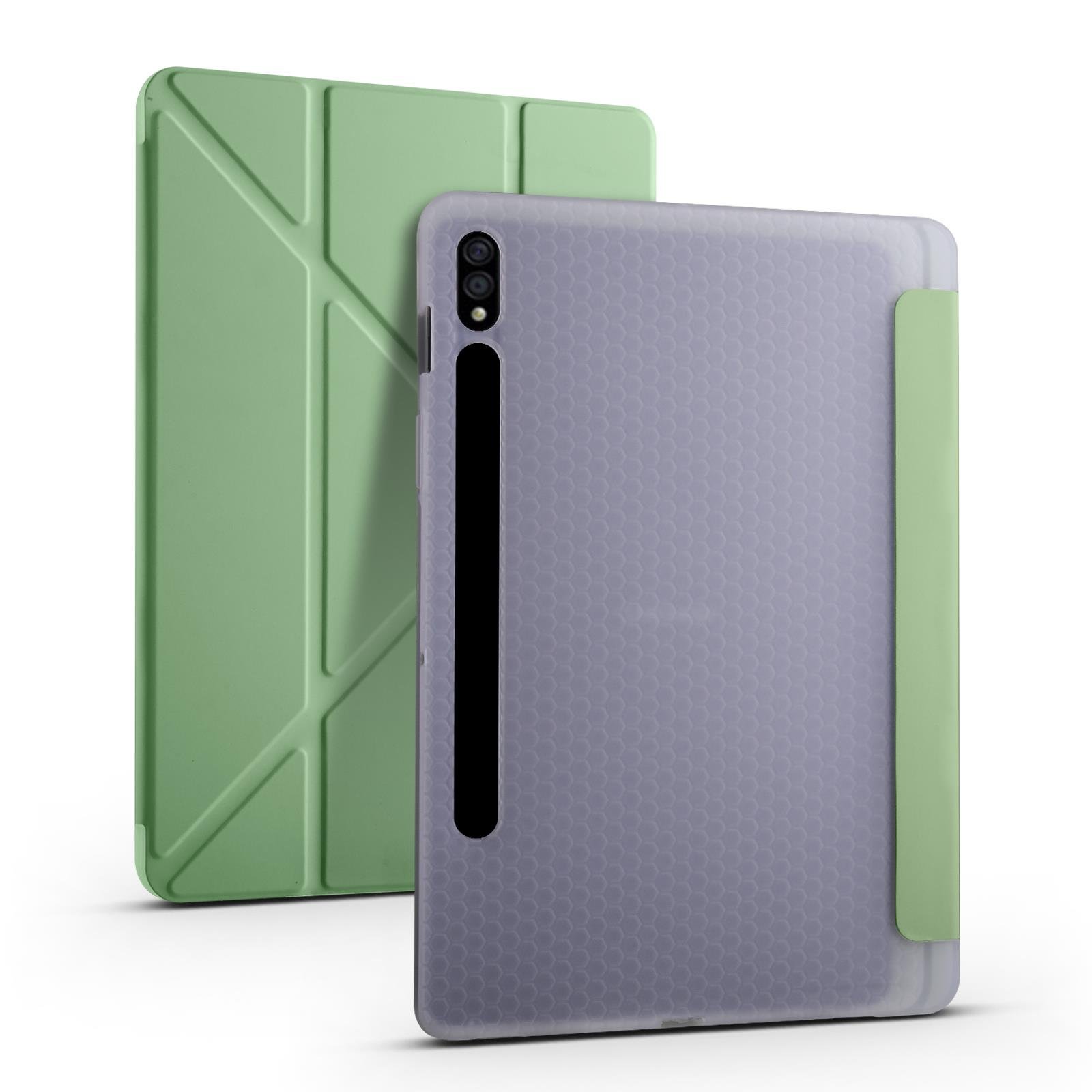 Samsung Galaxy Tab S8+ Plus 12.4'' uyumlu Kılıf Kalem Bölmeli Premium Smart Standlı Tablet Kılıfı Açık Yeşil