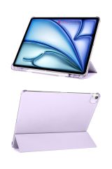iPad Air 13 M2 2024 uyumlu Kapaklı Kılıf Kalem Bölmeli Standlı Flip Smart Akıllı Kapak Uyku Modlu Lila