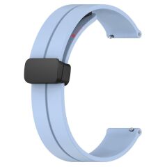 Samsung Galaxy Watch 3 45 mm Silikon Kordon Magnetik D Tokalı Spor Kayış Mıknatıslı Toka Lila