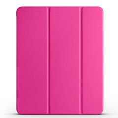 iPad Air 13 M2 2024 uyumlu Kapaklı Kılıf Kalem Bölmeli Standlı Flip Smart Akıllı Kapak Uyku Modlu Koyu Pembe