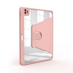 iPad Pro 12.9 5. Nesil 2021 Uyumlu Kılıf 360° Dönebilen Kalem Bölmeli Standlı Akıllı Kapak Premium Pudra
