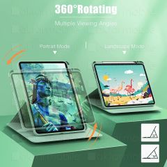 iPad Pro 12.9 5. Nesil 2021 Uyumlu Kılıf 360° Dönebilen Kalem Bölmeli Standlı Akıllı Kapak Premium Pudra
