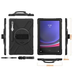 Galaxy Tab S9 Ultra 14.6'' SM-X910 uyumlu Kılıf Askılı Standlı Defender Üstün Koruma Zırh Tank