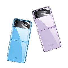 Samsung Galaxy Z Flip 4 uyumlu Kılıf Kamera Lens Korumalı Kapak Tam Uyumlu Electroplate Metalik Renk