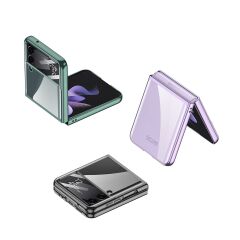 Samsung Galaxy Z Flip 4 uyumlu Kılıf Kamera Lens Korumalı Kapak Tam Uyumlu Electroplate Metalik Renk