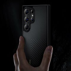 Galaxy S24 Plus Kılıf Magsafe Şarj Özellikli Karbon Fiber Benks Montage Hybrid ArmorPro Kevlar Kapak