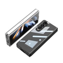 Samsung Galaxy Z Fold 4 uyumlu Kılıf Premium Cam Kapak Tam Uyumlu Electroplate Metalik Renk