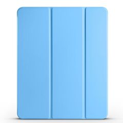 iPad Air 11 M2 2024 uyumlu Kapaklı Kılıf Kalem Bölmeli Standlı Flip Smart Akıllı Kapak Uyku Modlu Mavi