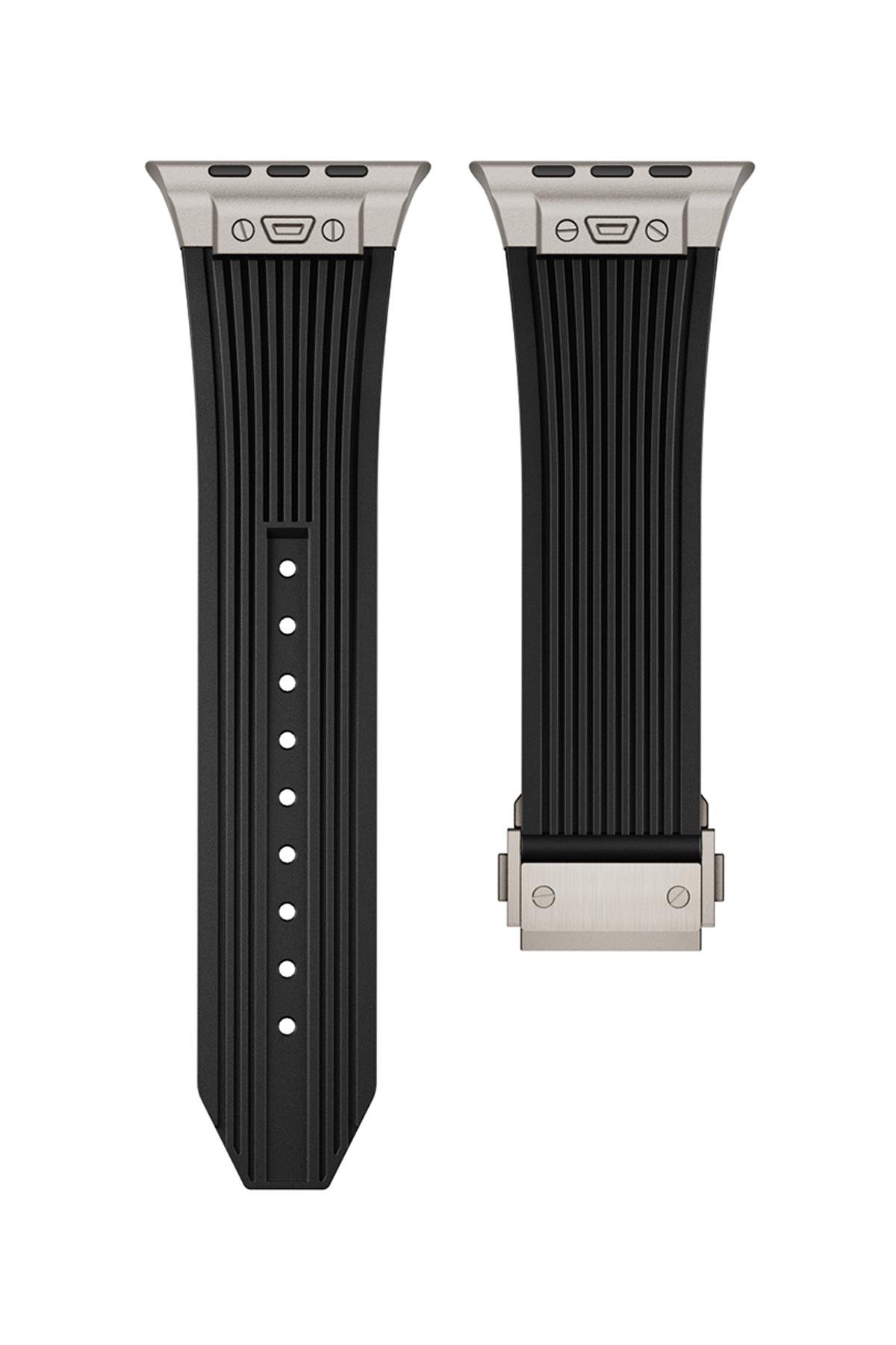 Apple Watch 6 5 4 3 2 1 SE 42 44 mm uyumlu Çelilk Aksamlı Silikon Kordon Luxury Premium Kayış