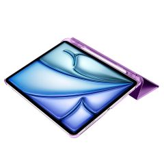 iPad Air 11 M2 2024 uyumlu Kapaklı Kılıf Kalem Bölmeli Standlı Flip Smart Akıllı Kapak Uyku Modlu Mor