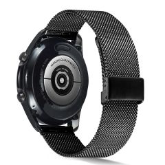 Huawei Watch GT 3 SE 46 mm Uyumlu Hasır Metal Kordon Klipsli Tel Örgü Kayış Siyah