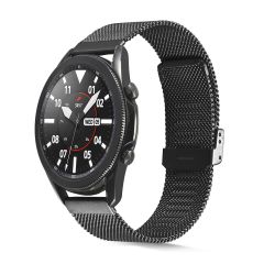 Huawei Watch GT 3 SE 46 mm Uyumlu Hasır Metal Kordon Klipsli Tel Örgü Kayış Siyah