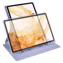 Galaxy Tab S8 Plus 12.4'' uyumlu Kılıf Kalem Bölmeli Yatay Dikey Standlı 360 Dönebilen Akıllı Kapak Levander Gray