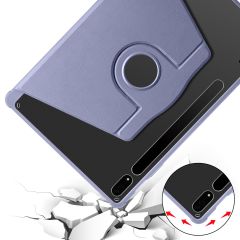 Galaxy Tab S8 Plus 12.4'' uyumlu Kılıf Kalem Bölmeli Yatay Dikey Standlı 360 Dönebilen Akıllı Kapak Levander Gray