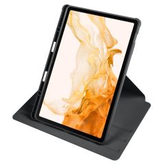 Galaxy Tab S8 Plus 12.4'' uyumlu Kılıf Kalem Bölmeli Yatay Dikey Standlı 360 Dönebilen Akıllı Kapak Siyah
