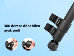 140 cm Yükseklik Ayarlı Tripod & Telefon Tutucu Aparat - Alüminyum Alaşım - Hafif - 3 Kademeli Ayak