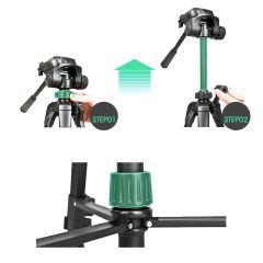 140 cm Yükseklik Ayarlı Tripod & Telefon Tutucu Aparat - Alüminyum Alaşım - Hafif - 3 Kademeli Ayak