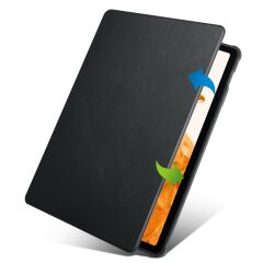 Galaxy Tab S7 Plus 12.4'' uyumlu Kılıf Kalem Bölmeli Yatay Dikey Standlı 360 Dönebilen Akıllı Kapak