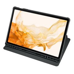 Galaxy Tab S7 Plus 12.4'' uyumlu Kılıf Kalem Bölmeli Yatay Dikey Standlı 360 Dönebilen Akıllı Kapak