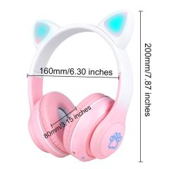 Kedi Kulağı Tasarımlı Kablosuz Kulak Üstü Bluetooth Kulaklık RGB Led Işıklı Katlanabilir Kulaklık