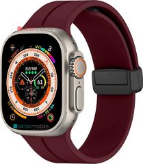 Apple Watch 9 45 mm uyumlu Silikon Kordon Magnetik D Tokalı Spor Kayış Mıknatıslı Toka