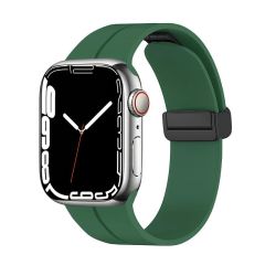 Apple Watch 9 45 mm uyumlu Silikon Kordon Magnetik D Tokalı Spor Kayış Mıknatıslı Toka