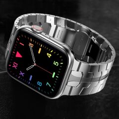 Apple Watch 10 46 mm uyumlu Metal Kordon Premium Paslanmaz Çelik Kayış Şık & Agresif Tasarım