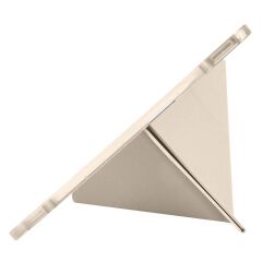 iPad Pro 13 M4 uyumlu Kılıf Kalem Bölmeli Tri Folding Standlı Arkası Silikon Uyku Modlu Gold