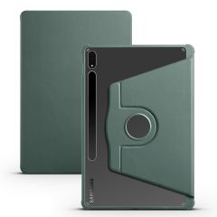 Galaxy Tab S7 Plus 12.4'' uyumlu Kılıf Kalem Bölmeli Yatay Dikey Standlı 360 Dönebilen Akıllı Kapak Koyu Yeşil