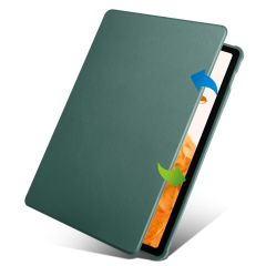 Galaxy Tab S7 Plus 12.4'' uyumlu Kılıf Kalem Bölmeli Yatay Dikey Standlı 360 Dönebilen Akıllı Kapak Koyu Yeşil