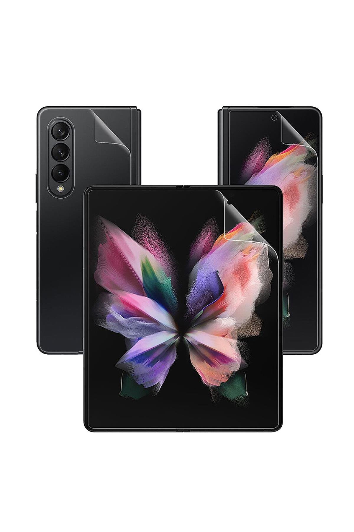 Samsung Galaxy Z Fold 4 Ekran Koruyucu Ön & Arka Koruma TPU Esnek Ekran ve Kasa Koruyucu