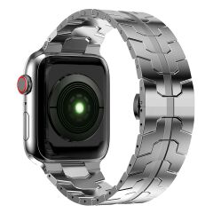 Apple Watch 10 46 mm uyumlu Metal Kordon Premium Paslanmaz Çelik Kayış Şık & Agresif Tasarım Gümüş
