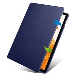 Galaxy Tab S7 Plus 12.4'' uyumlu Kılıf Kalem Bölmeli Yatay Dikey Standlı 360 Dönebilen Akıllı Kapak Lacivert