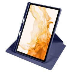Galaxy Tab S7 Plus 12.4'' uyumlu Kılıf Kalem Bölmeli Yatay Dikey Standlı 360 Dönebilen Akıllı Kapak Lacivert