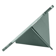 iPad Pro 13 M4 uyumlu Kılıf Kalem Bölmeli Tri Folding Standlı Arkası Silikon Uyku Modlu Koyu Yeşil