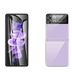 Samsung Galaxy Z Flip 4 Ekran Koruyucu Ön & Arka Koruma TPU Esnek Ekran ve Kasa Koruyucu