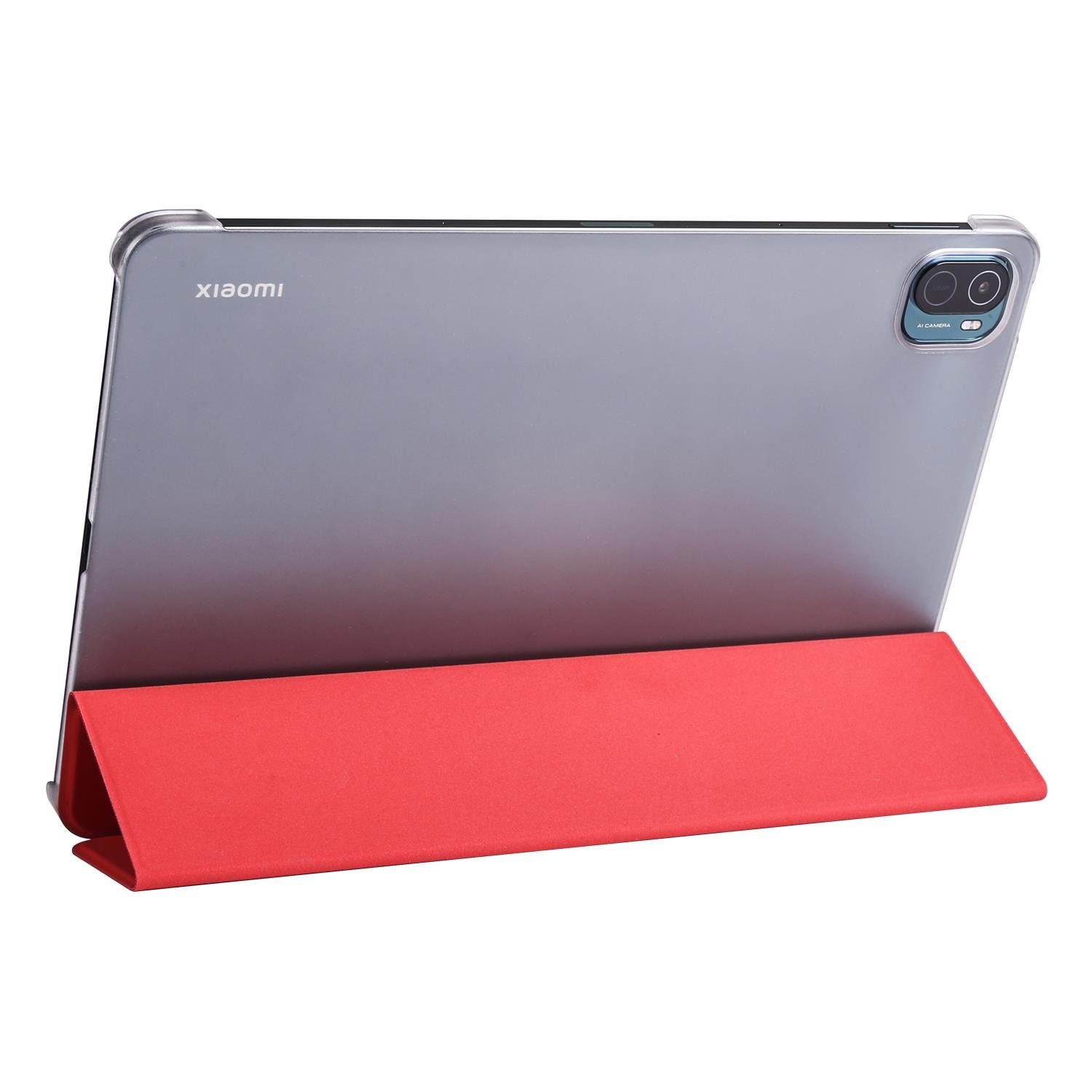 Xiaomi Mi Pad 5 Uyumlu Kılıf Flip Akıllı Kapak Standlı Kılıf Smart Cover Uyku Modlu Kırmızı